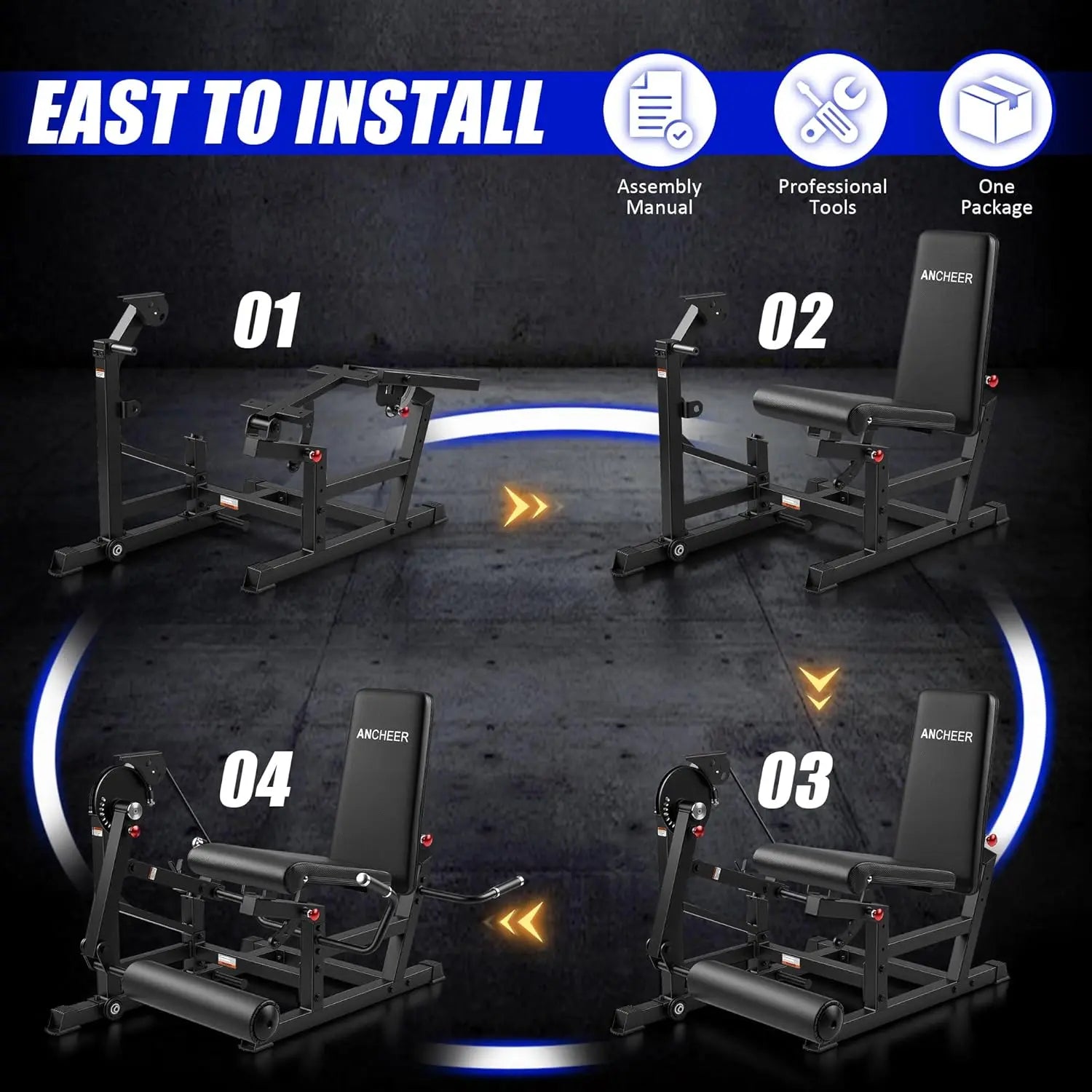 ANCHEER Leg Extension Machine - 400LBS Heavy-Duty 11-Position Adjustable Leg Curl Trainer, Multifunctional Workout Station, Quad Hamstring Glute Equipment with Lumbar Support, Compact Home Gym for Small Spaces,Outdoorfun,Summerwins,Father'Sdaygifts
