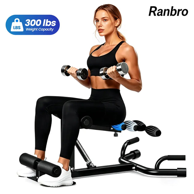 Ranbro Deep Squat Machine Multi Level Adjustable Structure with 300Lbs Weight Capacity Versatile Heavy Duty Gear for Home Gym Workouts Practical Multi Position Cushion Bench Training Device Space Saving Steel Frame Fitness Equipment