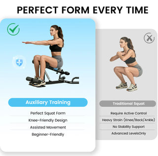 Ranbro Deep Squat Machine Multi Level Adjustable Structure with 300Lbs Weight Capacity Versatile Heavy Duty Gear for Home Gym Workouts Practical Multi Position Cushion Bench Training Device Space Saving Steel Frame Fitness Equipment