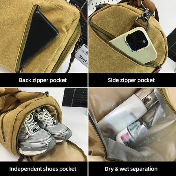 Sports Gym Fitness Yoga Hangbag Travel Duffle Bag with Shoes Pack Dry Wet Outdoor Hiking Camping Bags Large Business Schoolbag
