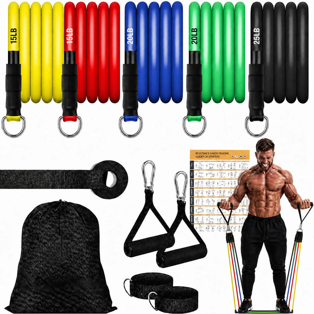 Resistance Bands, Exercise Bands with Handles for Men & Women, Perfect for Working Out, Strength Training, and Home Gym Fitness Equipment